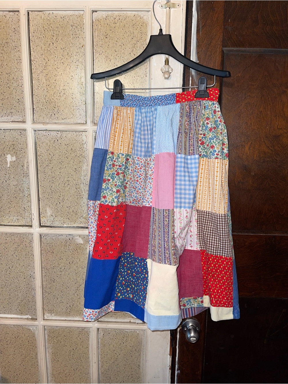 Vintage Patchwork Midi Skirt in Multicolor